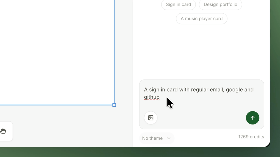 AI Agent creating a design from a prompt