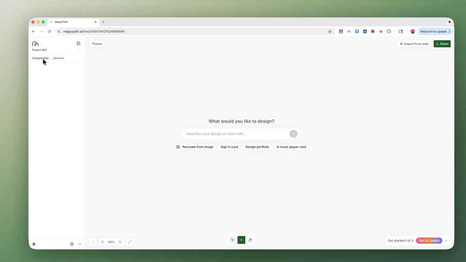 Using mentions to reference components