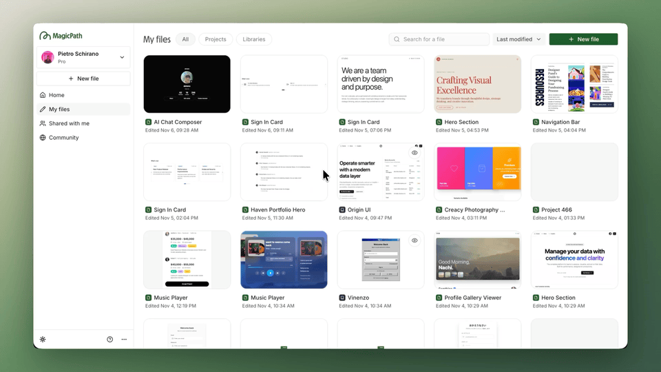 Creating a new file in MagicPath