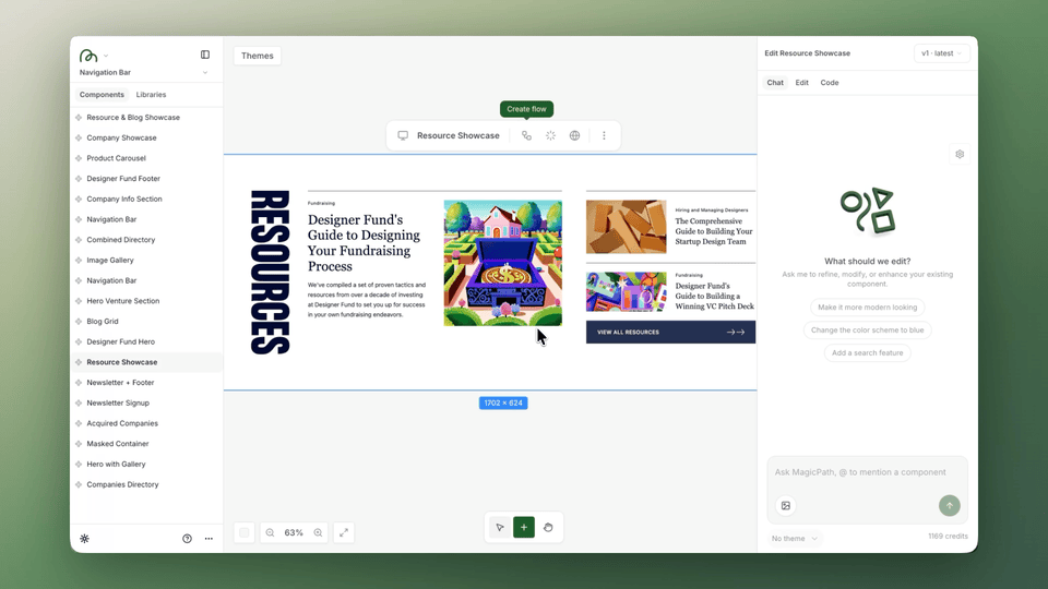 Opening a design in a new tab for sharing