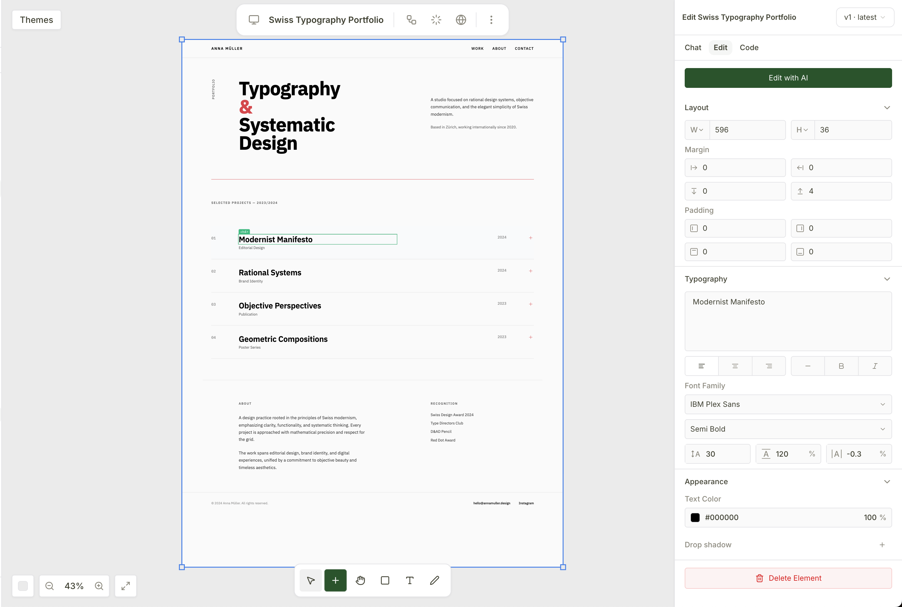 Editor V2 bringing Figma and Sketch-like edit capabilities to AI-generated designs