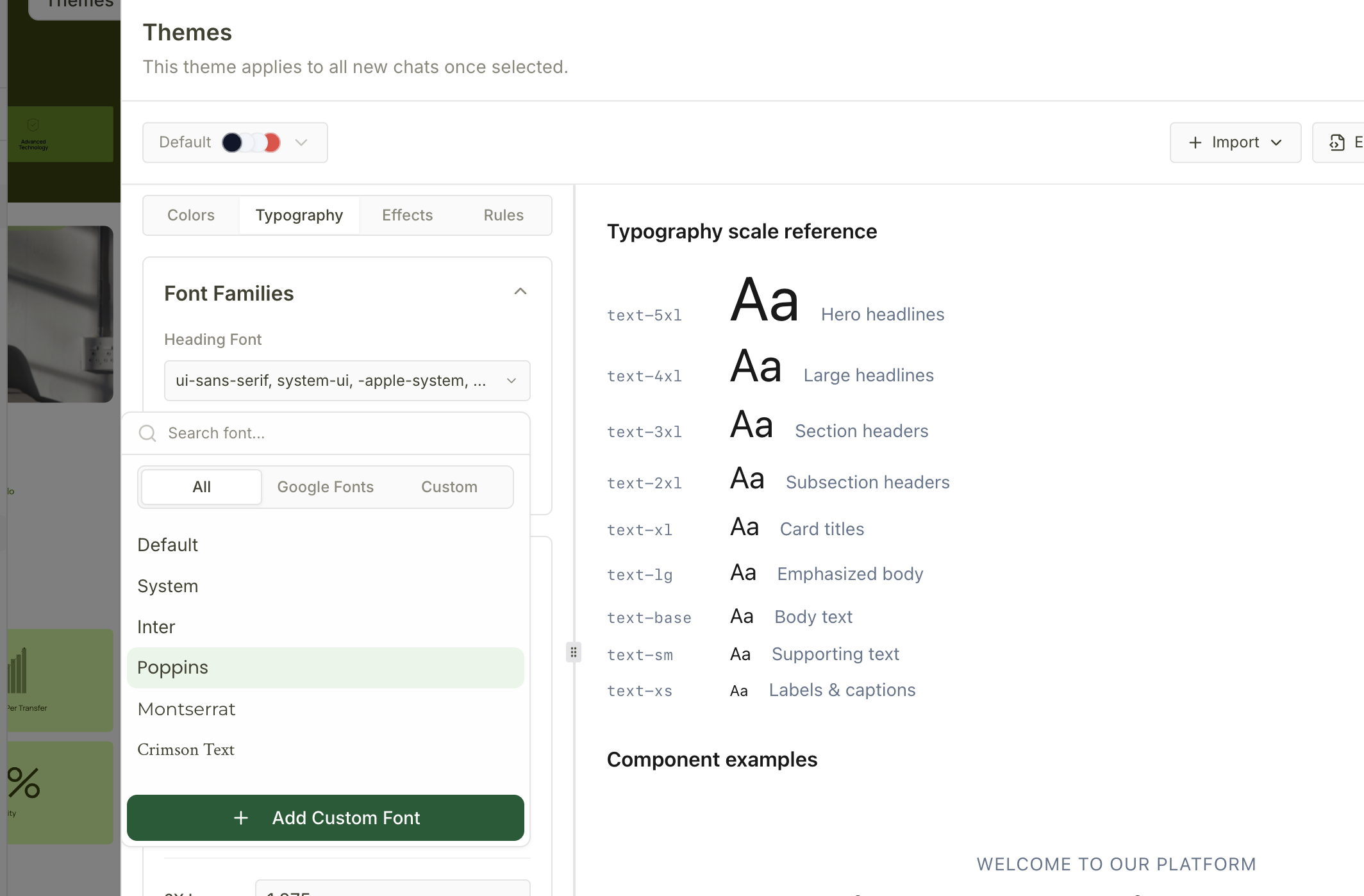 Add custom fonts when creating a theme