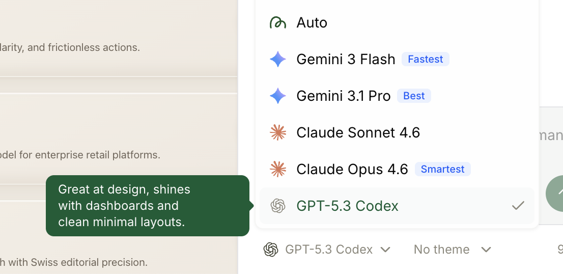 GPT-5.3 Codex now available in the MagicPath model selector