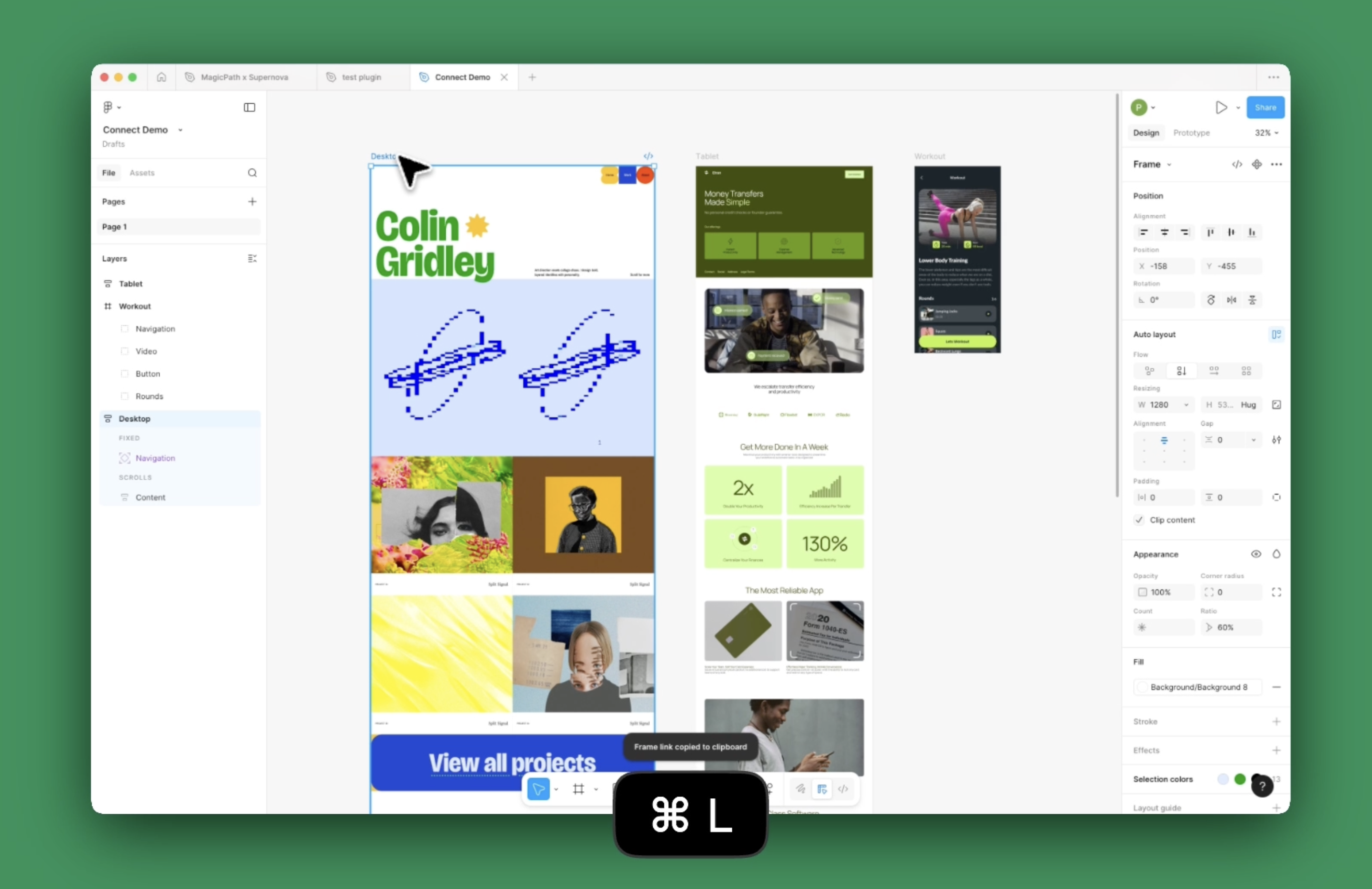 Using ⌘L or Ctrl+L to copy from Figma