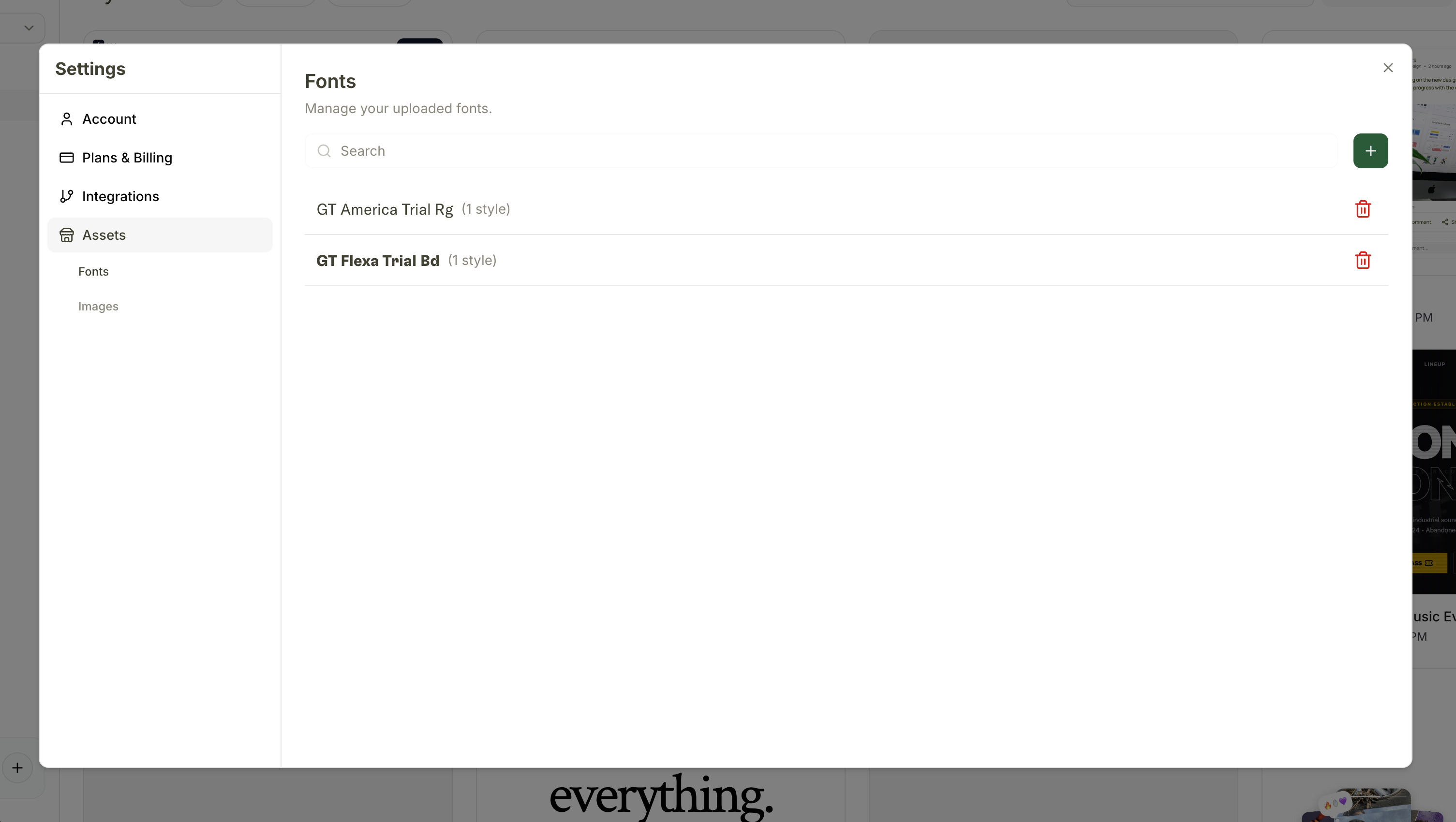 Manage custom fonts in Settings