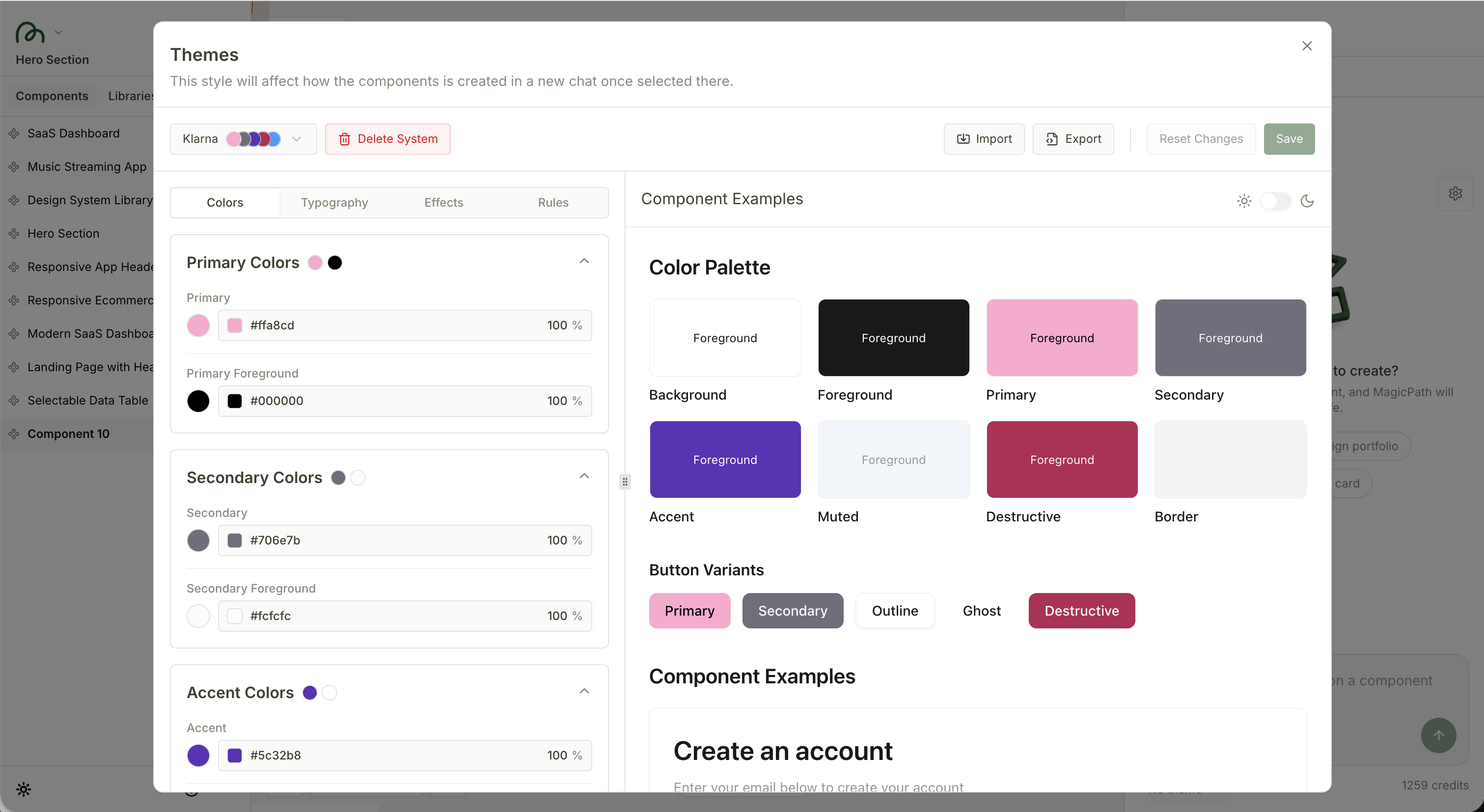 MagicPath themes interface